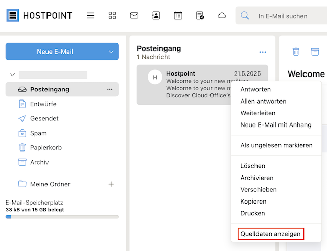 Cloud Office Quelldaten anzeigen de