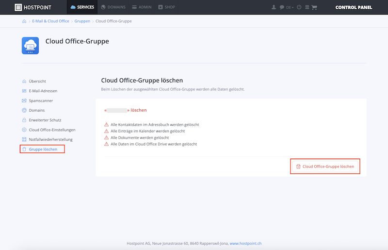 Cloud Office Gruppe loeschen 02 de