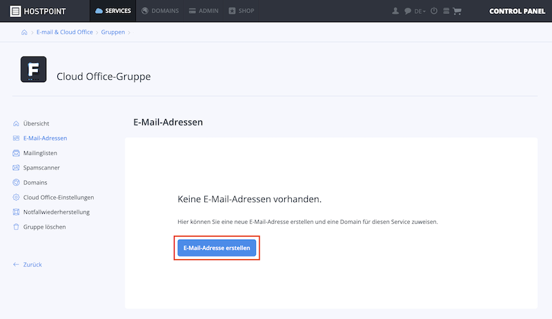CloudOfficeGruppe EMailErstellen de