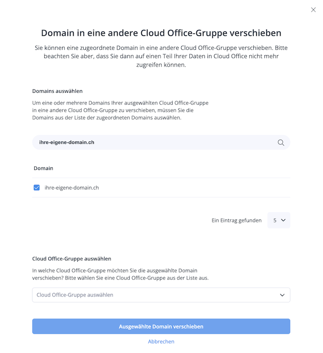 Domain in CO Gruppe verschieben 02 de
