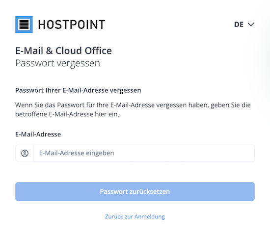 Cloud Office PW vergessen 02 de