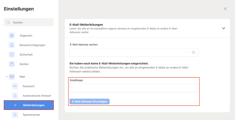 E Mail Weiterleitung einrichten CloudOffice de