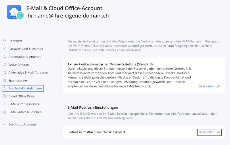 DE postfacheinstellungen