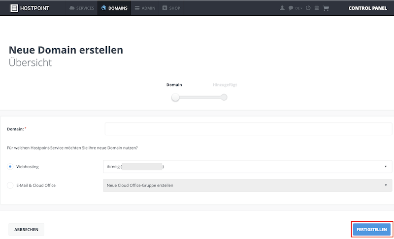 DomainHinzufuegen de