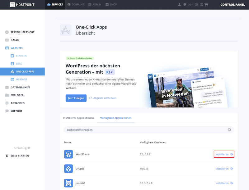 WordPress installieren de