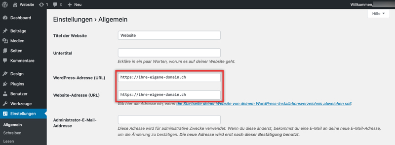 WordPress Umzug