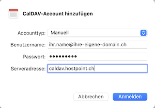 Apple Ventura CalDAV Account hinzufuegen DE