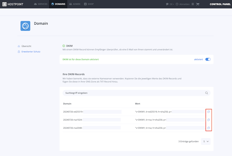 DKIM Externe Nameserver de