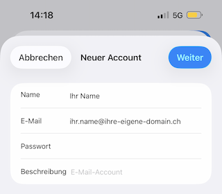 E Mail Konfiguration iPhone 06 de