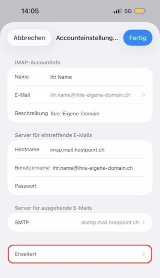 E Mail Konfiguration iPhone 11 de