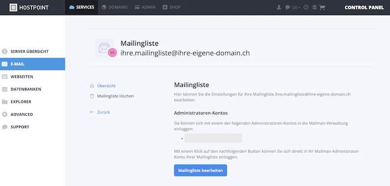 Mailingliste bearbeiten de