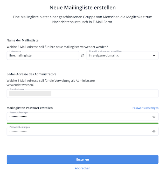 Mailingliste erstellen de