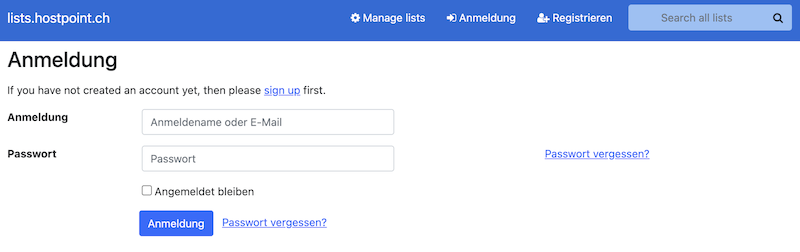 Mailman Anmeldung de