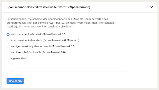 CP Spamscanner Sensibilitat de