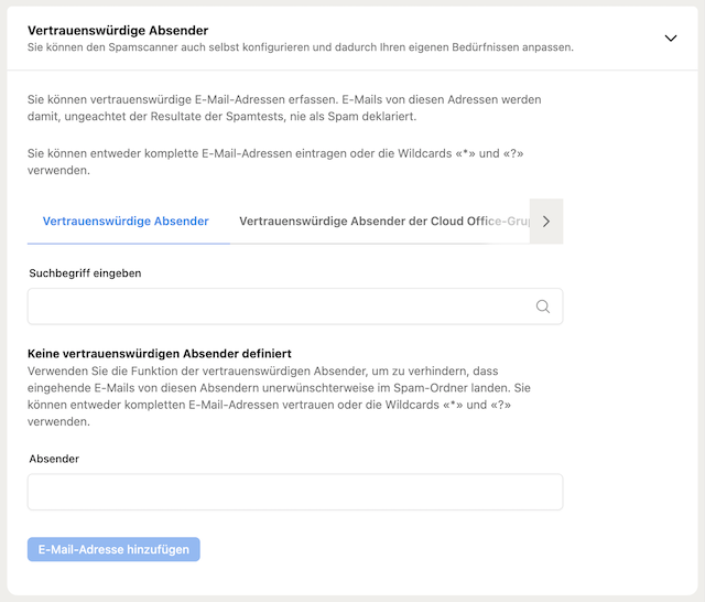CP Spamscanner erlaubte Absender de