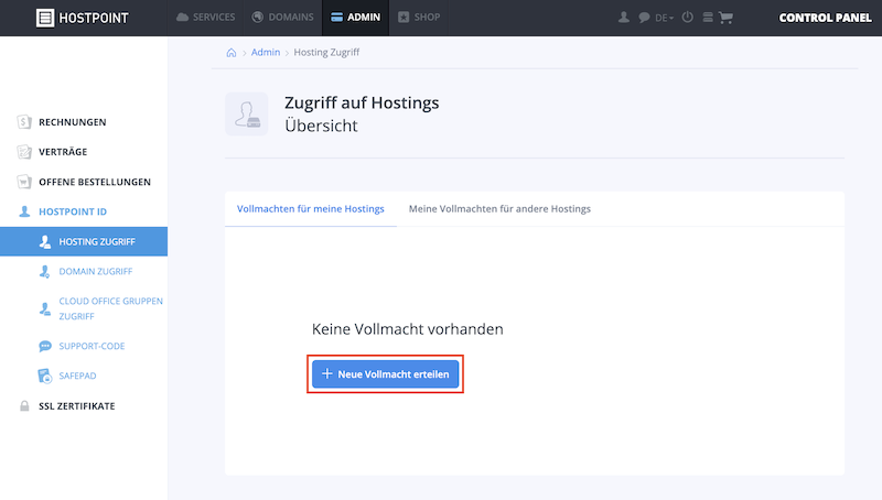Hostpoint ID Vollmacht