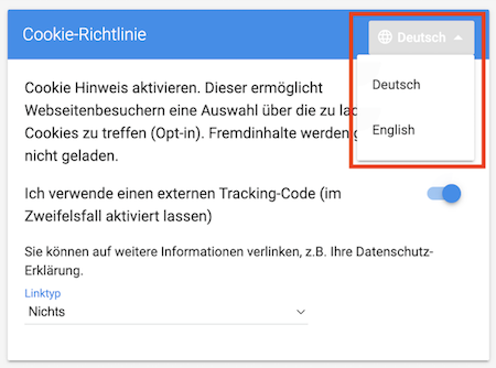Sites Standardsprache festlegen de