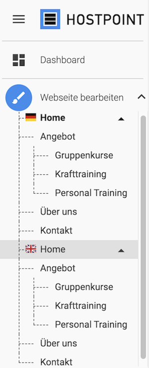 Sites Mehrsprachigkeit Menu DE