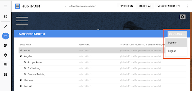 Sites Webseiten Struktur Sprache DE