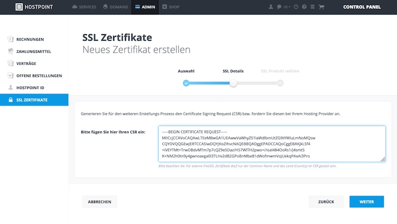 FreeSSL Zertifikat bestellen