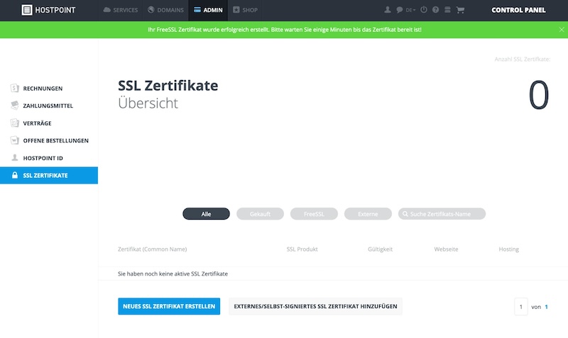 FreeSSL Zertifikat bestellen