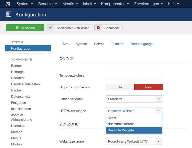 Joomla SSL aktivieren