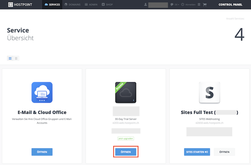 Upgrade Test Webhosting 01 DE