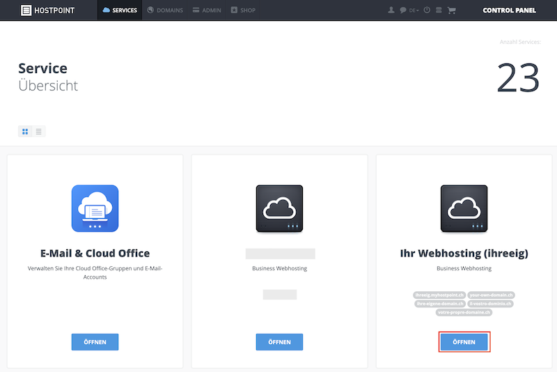 Webhosting oeffnen de