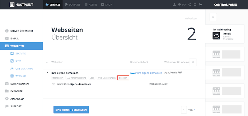 Website loeschen de