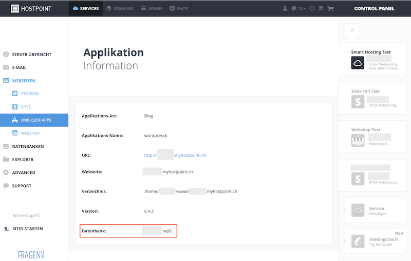 Webhosting HinterlegteDatenbank 02 de