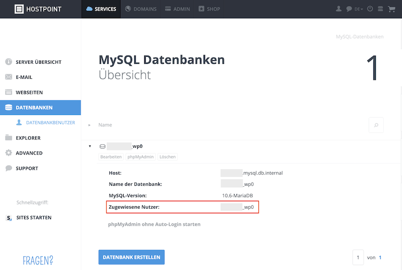Webhosting HinterlegteDatenbank 03 de