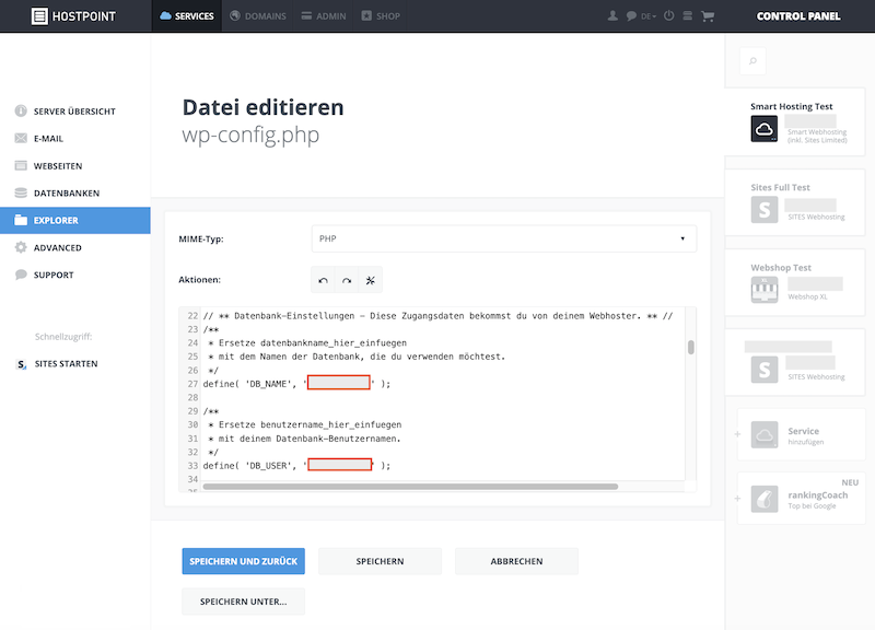 Webhosting Konfigurationsdatei 02 de