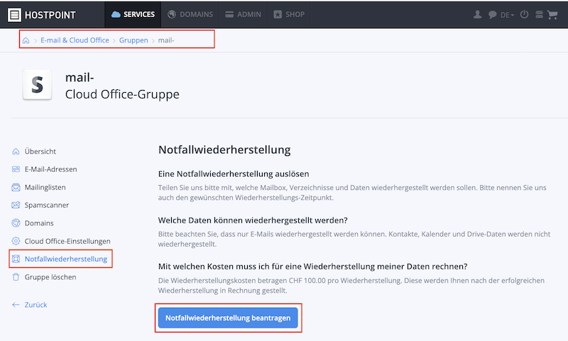 Notfallwiederherstellung E Mail 01 de