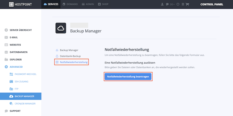 Webhosting Notfallwiederherstellung de