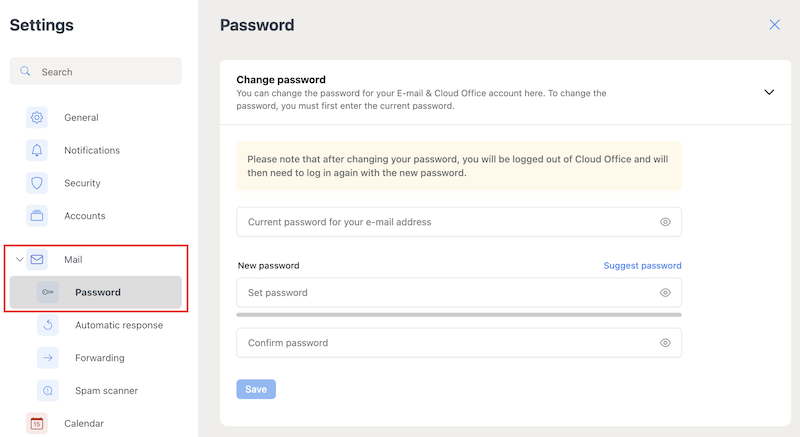 E Mail Passwort aendern CloudOffice en