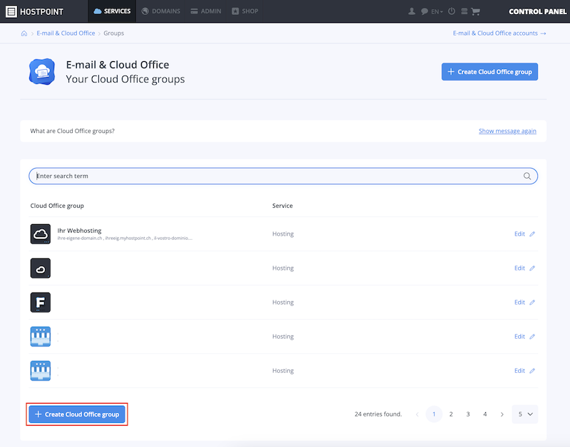 CloudOfficeGruppe erstellen en
