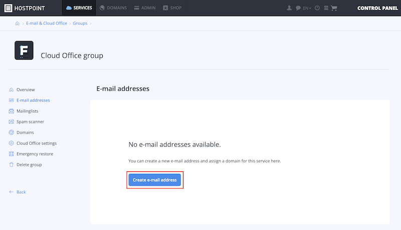 CloudOfficeGruppe E Mail erstellen en