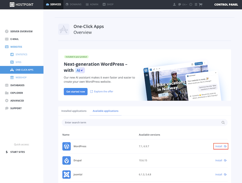 WordPress installieren en