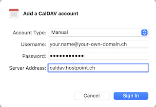 Apple Ventura CalDAV Account hinzufuegen EN