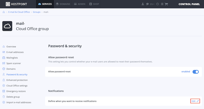 Cloud Office E Mail Benachrichtigung en