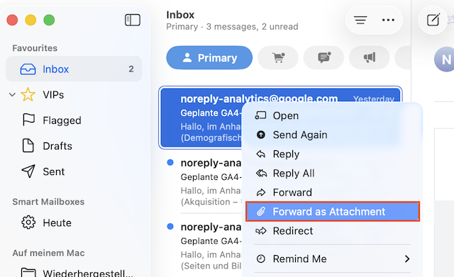 Apple Mail Als Anhang weiterleiten en