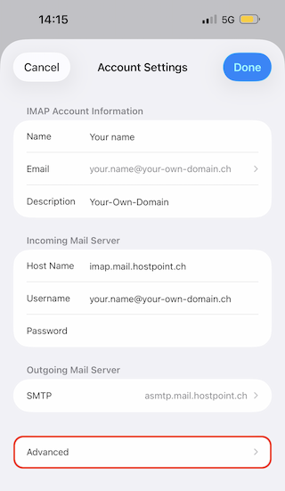 E Mail Konfiguration iPhone 11 en