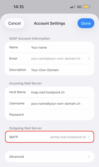 E Mail Konfiguration iPhone 14 en