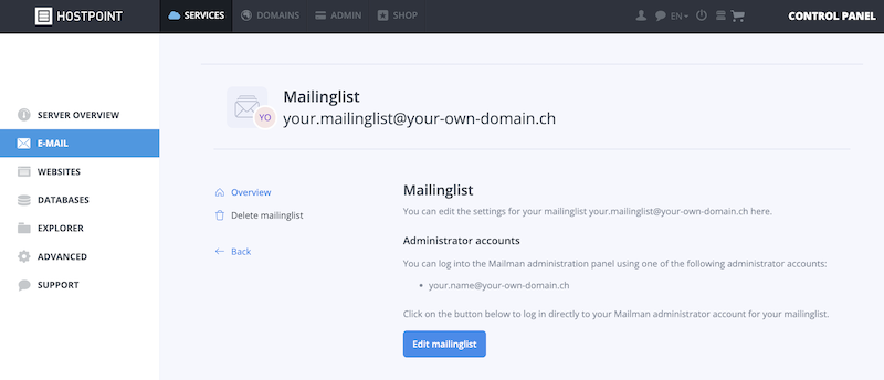 Mailingliste bearbeiten en