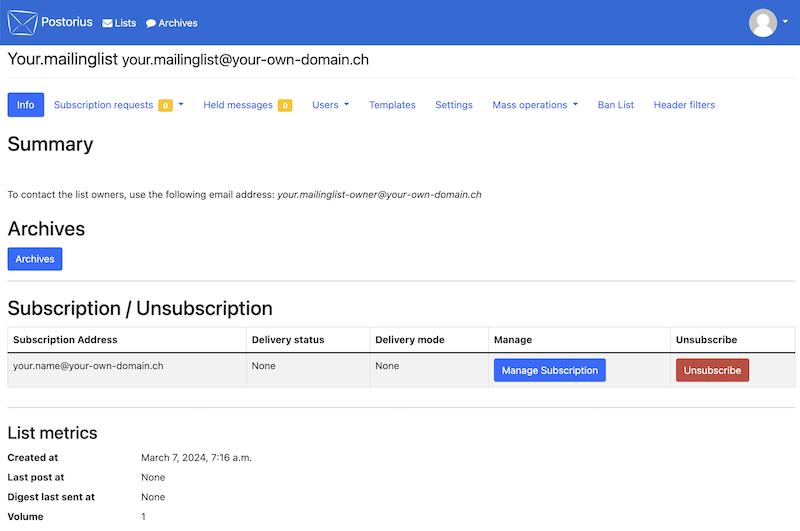 Mailman Mailingliste en