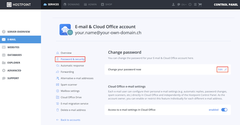 E Mail Passwort aendern Webhosting en