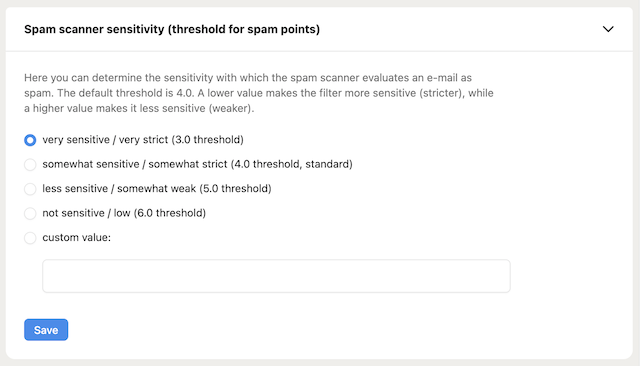 CP Spamscanner Sensibilitat en