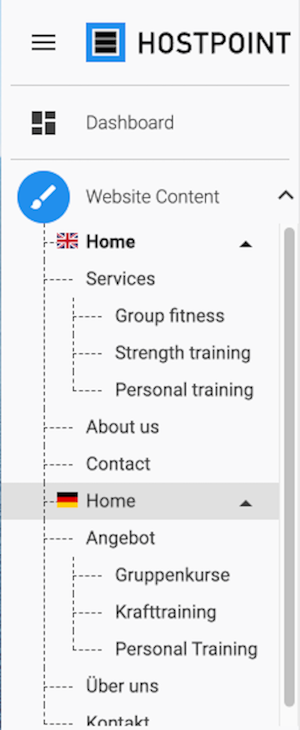 Sites Mehrsprachigkeit Menu EN