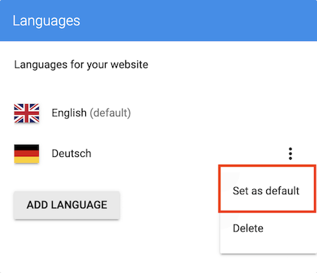 Sites Standardsprache festlegen EN