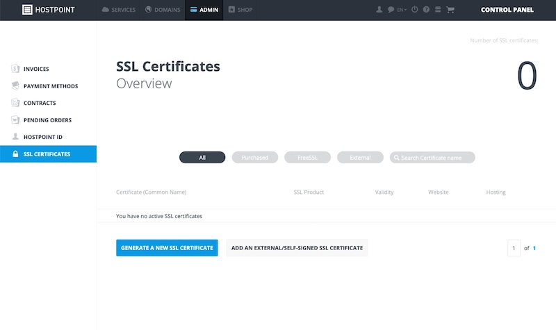 Add an external/self-signed SSL Certificate